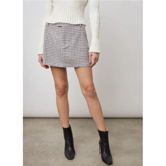 New RAILS Women's Lilac Navy Mini Check Prim Skirt Size 8 - Picture 1 of 8